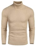 Coofandy Pull Homme col roulé Hommes Le Pull col Montant Garde au Chaud Basic Fine,L,Kaki