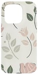 Coque pour iPhone 15 Pro Motif floral rose, style minimaliste