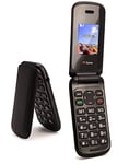 TTfone Flip TT140 Mobile Phone Camera Bluetooth Cheap Pay As You Go (Giff Gaff, Black)