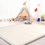 Tapis De Jeu en Mousse Tapis Chambre Enfant Soft Antidérapant Unis, Couleur: Beige Crème, Dimension:200x350 cm