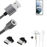 Câble de données + écouteurs pour Samsung Galaxy S21+ 5G Exynos a. USB de typ