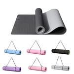 Good Nite Tapis de Yoga de Gymnastique de Exercice Fitness Tapis Fitness Antidérapant de Sport de Pilates avec Sangle de Transport 183 x 61 x 0,6 cm(Gris/Noir)