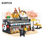 Kumamon Bear Building Blocks City Stree View Series Sakura Flowers House DIY Cof