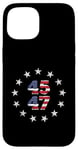 Coque pour iPhone 15 2024 45 47 Trump Drapeau américain vintage