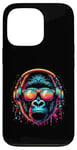 Coque pour iPhone 13 Pro Monkey DJ Disco Music Lover Gorilla Chimpanzee Casque audio