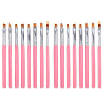 16Pcs Color Paint Pen Set  Petal Pen Nail Brush Short Nail Brush J2T24357