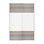 Portes de placard coulissantes 2 vantaux panneaux blancs et effet chêne grisé GoodHome Atomia H. 225 x L. 150 x ép. 5,5 cm