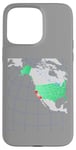 Coque pour iPhone 15 Pro Max Carte des États-Unis et de l'Amérique du Nord. Rouge surligné Californie