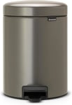 5L Brabantia NewIcon Pedal Bin, Soft-Close Lid, Removable Inner Bucket, Platinum