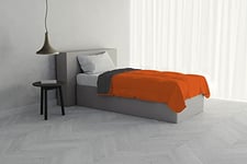 Italian Bed Linen Summer Duvet, Microfiber, Orange/Dark Grey, 1 Seater