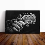 Big Box Art Canvas Print Wall Art Guitar Black and White (2) | Mounted and Stretched Box Frame Picture | Home Decor for Kitchen, Living, Dining Room, Bedroom, Hallway, Multi-Colour, 24x16 Inch