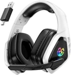 Wireless Gaming Headset for PC Ps5 Ps4, 2.4GHz USB & Type-C & Bluetooth Gaming