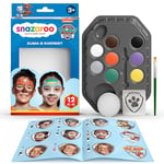 Snazaroo Paw Patrol 1172234 Zuma & Everest Kit de maquillage 8 couleurs à base d'eau pour visage et corps avec éponge, pinceau, pochoir, instructions (français non garanti)