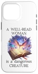 Coque pour iPhone 16 Pro Max A Well Read Woman is a Dangerous Creature Womens Floral Book