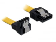 DELOCK – SATA cable, 6Gb/s, locking clip, angled (downward)-straight, 0.5m, yellow (82811)