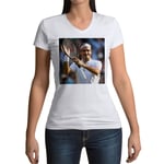 T-Shirt Femme Col V Roger Federer Champion Tennis Superstar Sport