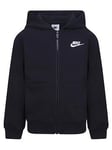 Nike Younger Unisex Sportswear Club Fleece Low Brand Read Full Zip Hoodie - Black, Black, Size 3-4 Years