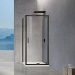 GRAND en verre Cabine de douche 100x80x195 porte pivotante en verre transparent et cadre et poignées chromés