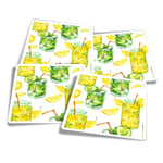 4x Square Stickers 10 cm - Lemon & Lime Drink Lemonade  #24550