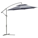 OutSunny Patio Umbrella Offset Polyester, Steel Dark Grey