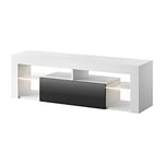 Selsey Hugo - Meuble TV/Meuble de Salon (Blanc Mat/Noir Brillant, 140 cm, avec LED)