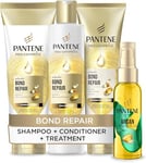 Pantene Bond Repair Shampoo and Conditioner Set with deep conditioning hair mask treatment and frizz ease hair oil for dry, damaged hair