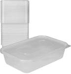 (Set of 150) 500ml Microwave Plastic Food Containers With Airtight Lids Takeaway