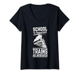 Womens Train Gift Steam Engine Railway Model Locomotive V-Neck T-Shirt