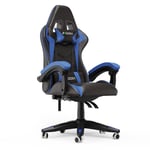 Fauteuil De Bureau Chaise Gamer Chaises De Bureau A Haut Dossier Avec Coussin Et Dossier Inclinable Noir Et Bleu Bigzzia