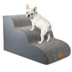 Nepfaivy Dog Steps Stairs for Bed - Non-Slip Pet Stairs for Small Dogs and Cats, 3-Steps Dog Ramp for Sofa with High Density Foam and Removable Cover, 60x40x40cm