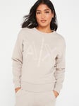 Armani Exchange Cotton Logo Sweatshirt - Beige, Beige, Size S = Uk 8, Women