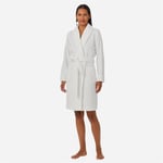 Aran-Clipped Shawl Collar Short Robe - White