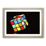 Big Box Art Rubik Cube Framed Wall Art Picture Print Ready to Hang, Oak A2 (62 x 45 cm)