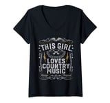 Womens This Girl Loves Country Music Vintage Concert Nashville Gift V-Neck T-Shirt