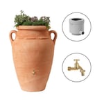 Récupérateur d'eau amphore aspect Terre Cuite 360L avec bac à fleurs - ANTIK  