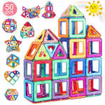 aaczly Construction Magnetique Enfant 50 Pièces Blocs de Construction Magnétiques Enfants Educatif Jeux Cadeaux pour Enfants à Partir de 3 4 5 6 7 an