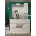 Azura Home Design - Ensemble salle de bain, meuble+miroir+double vasque vittoria blanc brillant, 122 x 86 x 47 cm