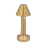 Global Gizmos 66379 LED Table Lamp/USB Rechargeable Bedside Lamp/Warm White Light/Touch Operated Dimming/Brass Colour / 20cm x 9cm