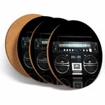 4 Set - Funky Retro Radio Boombox Coasters - Kitchen Drinks Coaster Gift #3830