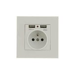 Lot De 2 Prises Murales, Prise Électrique Murale Avec Double Usb 5 V/2100 Ma, Prise Encastrée Avec 2 Ports Usb Pratique Et Pratique