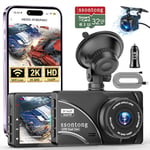 Dash Cam Front and Rear, Dash Cam 2K Dashcam WiFi/FREE APP Control Car Camera Dash Cam Front 170°+140°Rear Dash Camera W/WDR,Night Vision,G-Sensor,Loop Recording,Parking Monitor,Max 512GB, USB Powered