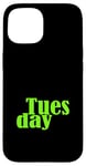 Coque pour iPhone 15 Graphique vert mardi jours de la semaine vert graphique