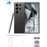 Samsung Galaxy S24 Ultra 5G -puhelin, 512/12 Gt, Titanium Black + silikonisuoja ja panssarilasi