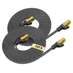 ARISKEEN Cat 8 Ethernet Cable 1M 2Pack,High-Speed 40Gbps 2000MHz Ethernet Cable Braided Flat Gigabit Rj45 STP Shielded Internet Network Lan Cable Cord for Modem Router PC