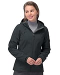 33,000ft Veste softshell pour femme - Imperméable et respirante - Veste d'hiver chaude en polaire - Veste demi-saison coupe-vent - Veste fonctionnelle avec capuche, Bruyère noire, XL