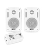 Power Dynamics Bluetooth Wall Speakers and Bluetooth Amplifier System Indoor Outdoor 3 Inch White