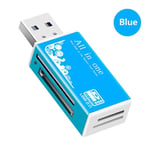 Lecteur de cartes mémoire USB 2.0 2 en 1,adaptateur haute vitesse pour Micro SD SDXC T-Flash TF - Type Blue