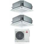 Mitsubishi - electric dual split inverter cassette climatiseur 60x60 slz-m 9+12 avec mxz-2f42vf r-32 wi-fi en option 9000+12000