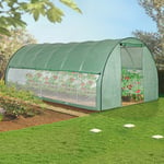 Serre tunnel de jardin 18M² verte relevable avec moustiquaire - Vert