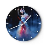 Horloge murale en verre 40x40cm Silencieuse Femme myst?re nuit for?t Wall Clock